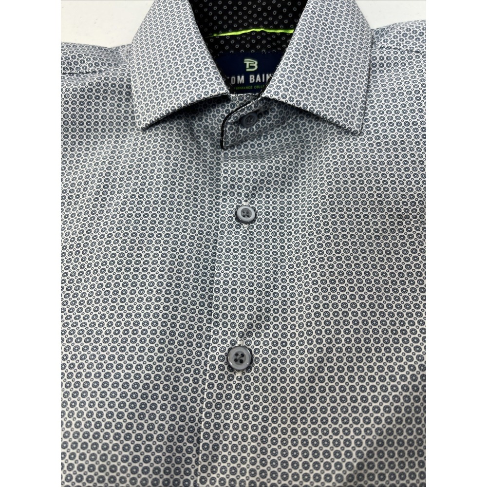 Tom Baine Performance Collection Slim Fit Blue Geometric Button‎ Up Size Small